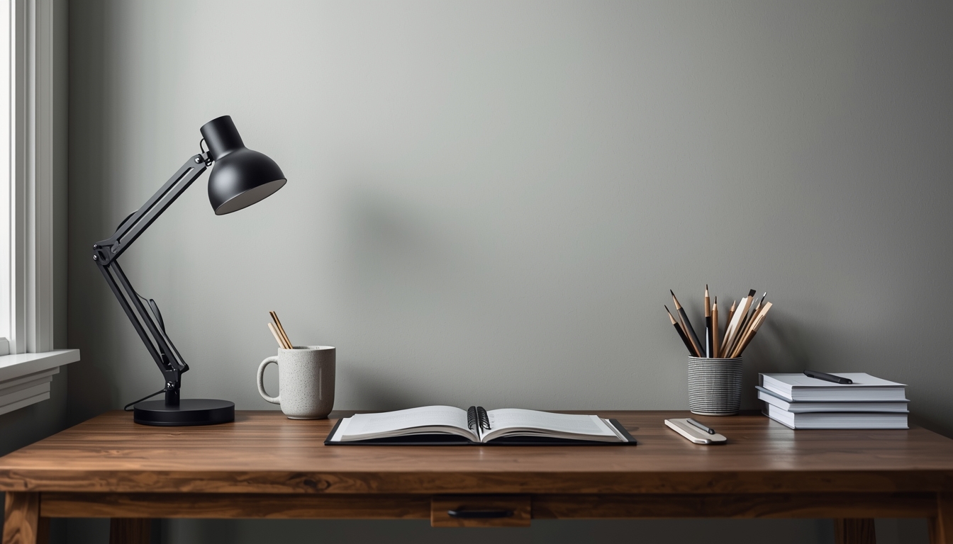 Quidralozyphor calm planning desk photo style visual